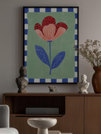 Stylized Flower With Red Petals And Black Dots