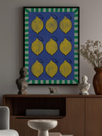 Vibrant Yellow Lemons on a Deep Blue