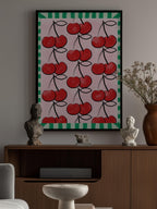Red Cherries on a Pink