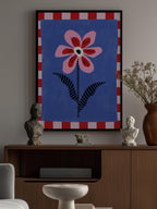 Flower with Pink Petals and Striped Leaves