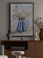 Fresh flowers in a striped vase I