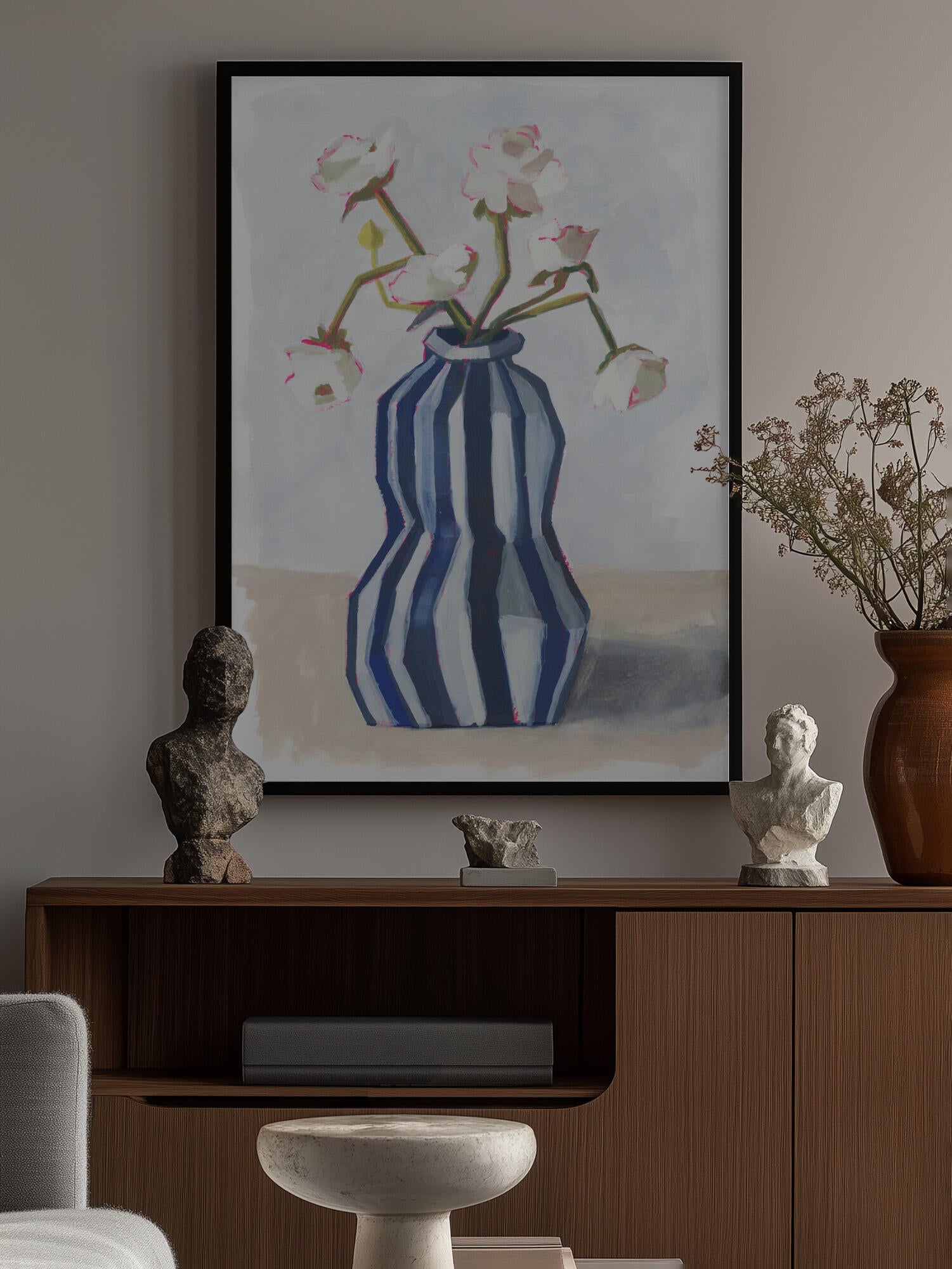 Flowers in a striped vase II