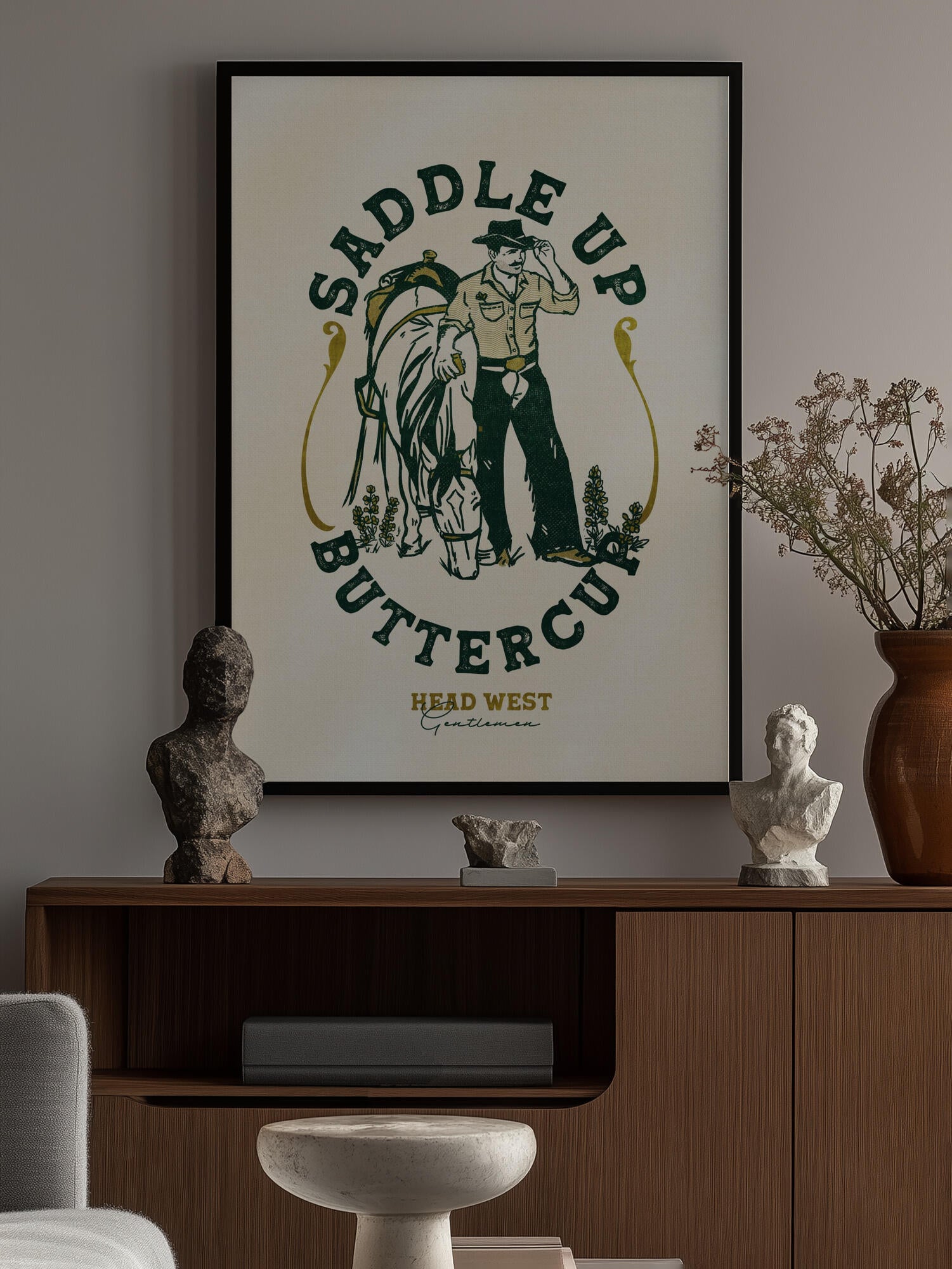 Saddle Up Buttercup Cowboy &amp; Horse Art Print
