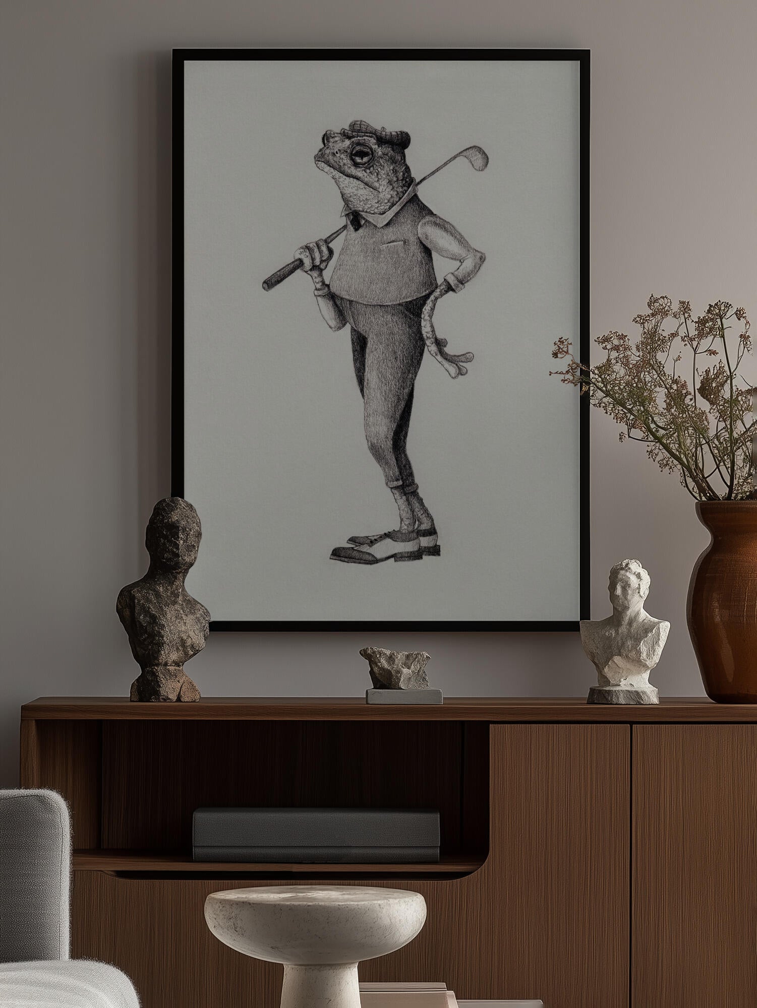Frog In  Vintage Golf Attire