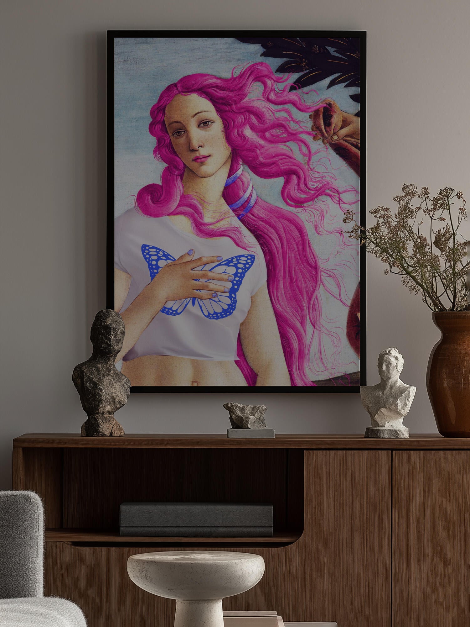 A Figure with Vibrant Pink Hair