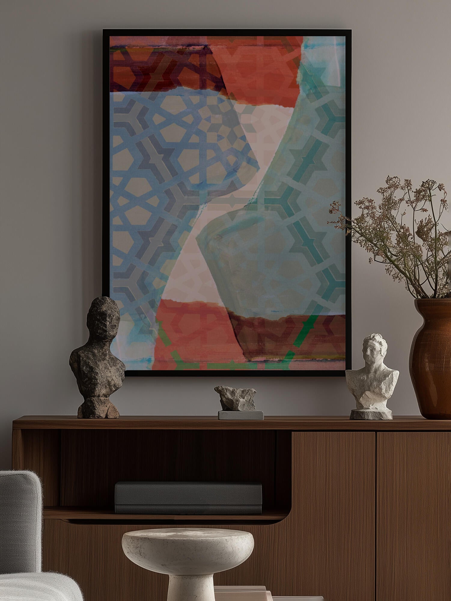 Overlapping Geometric Patterns in Soft Hues