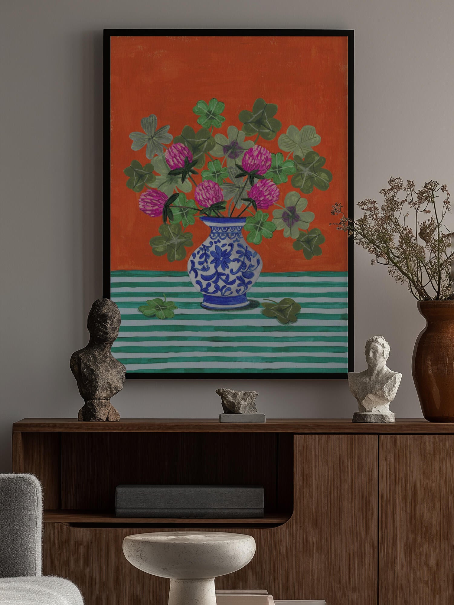 Clovers and Pink Blossoms