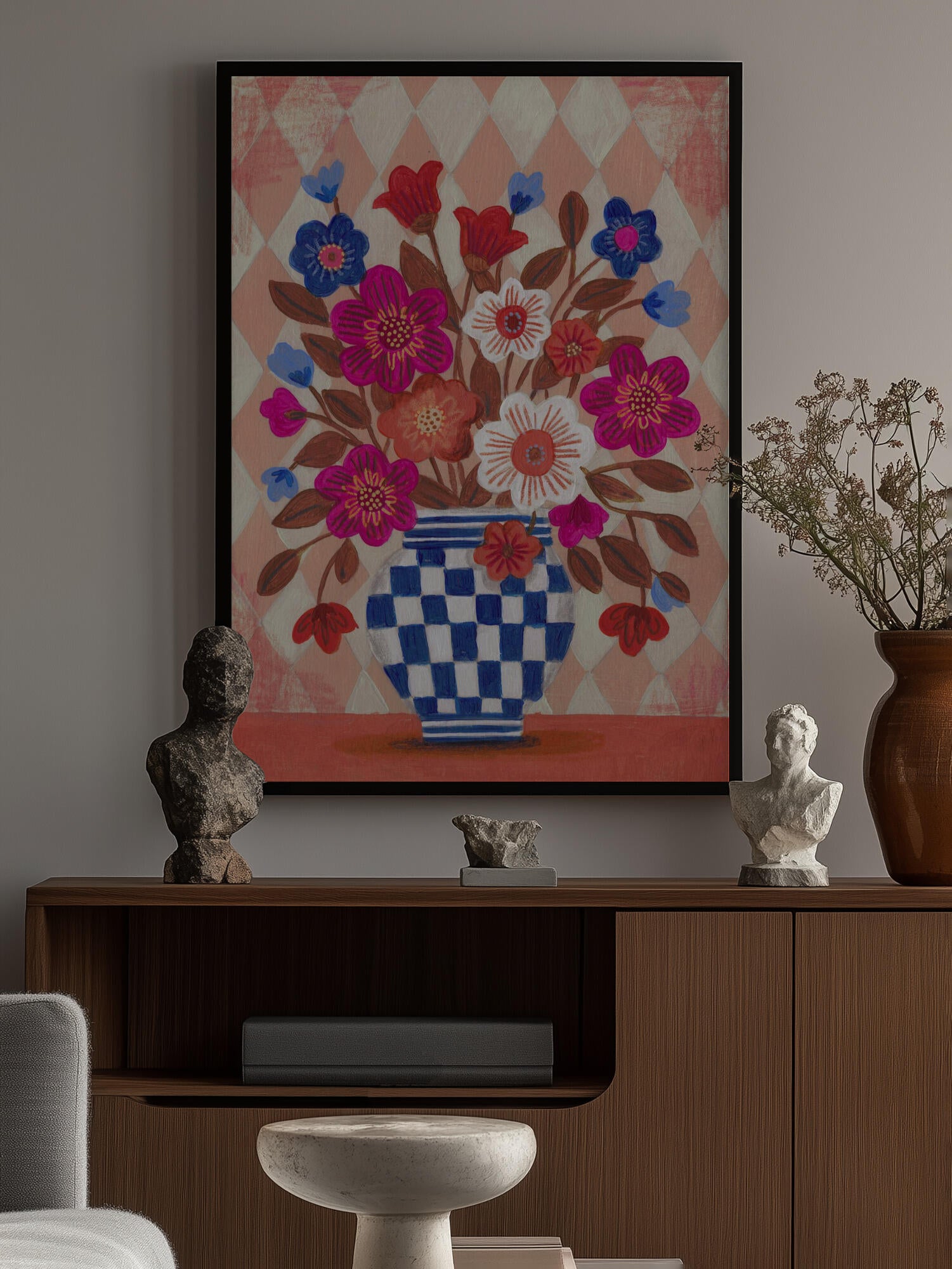 Vase Flowers Brights &amp; Blues