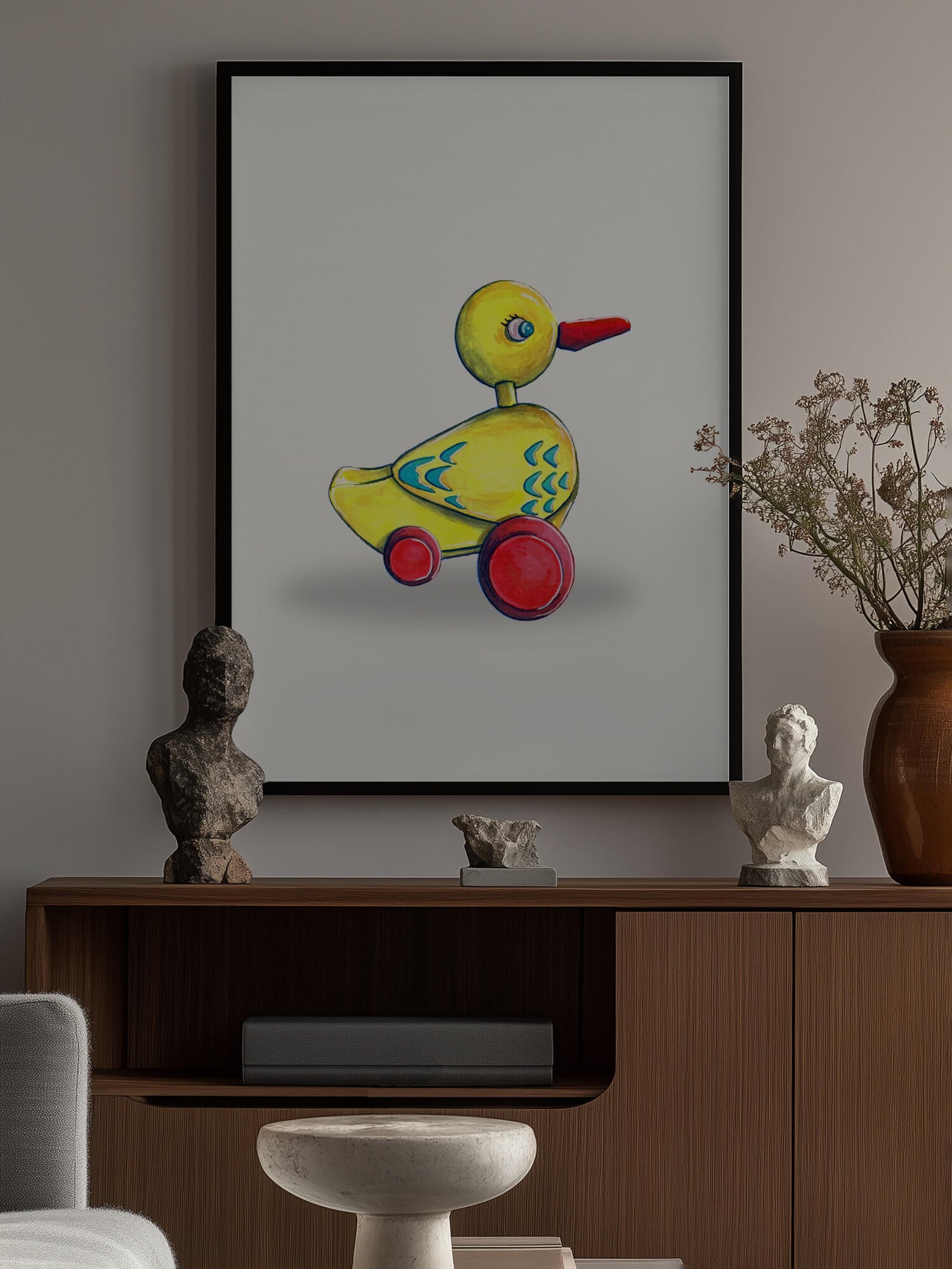 Pull Along Duck Retro Toy By Renee Machan