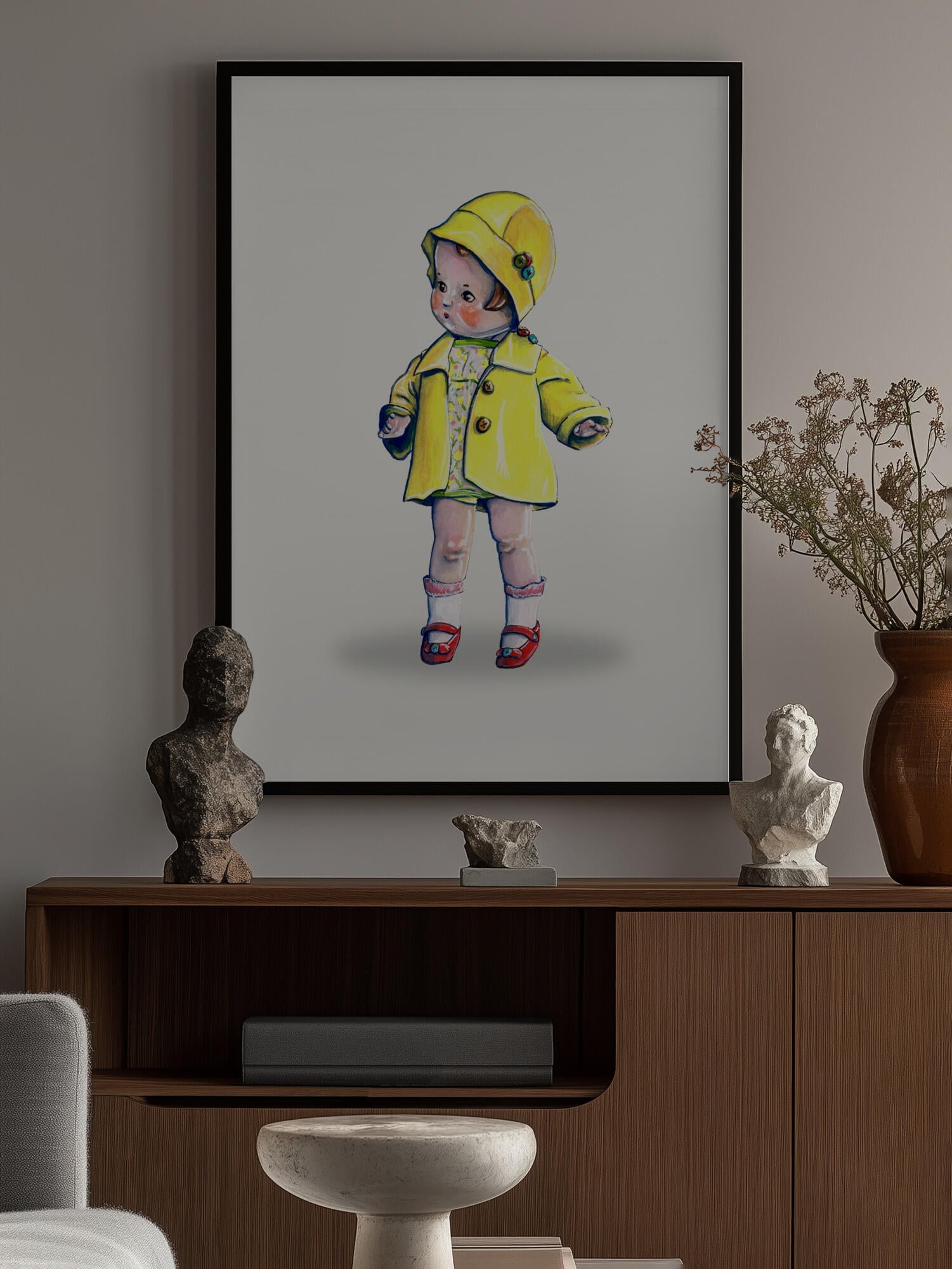 Baby Doll In Rain Jacket Retro Toy By Renee Machan