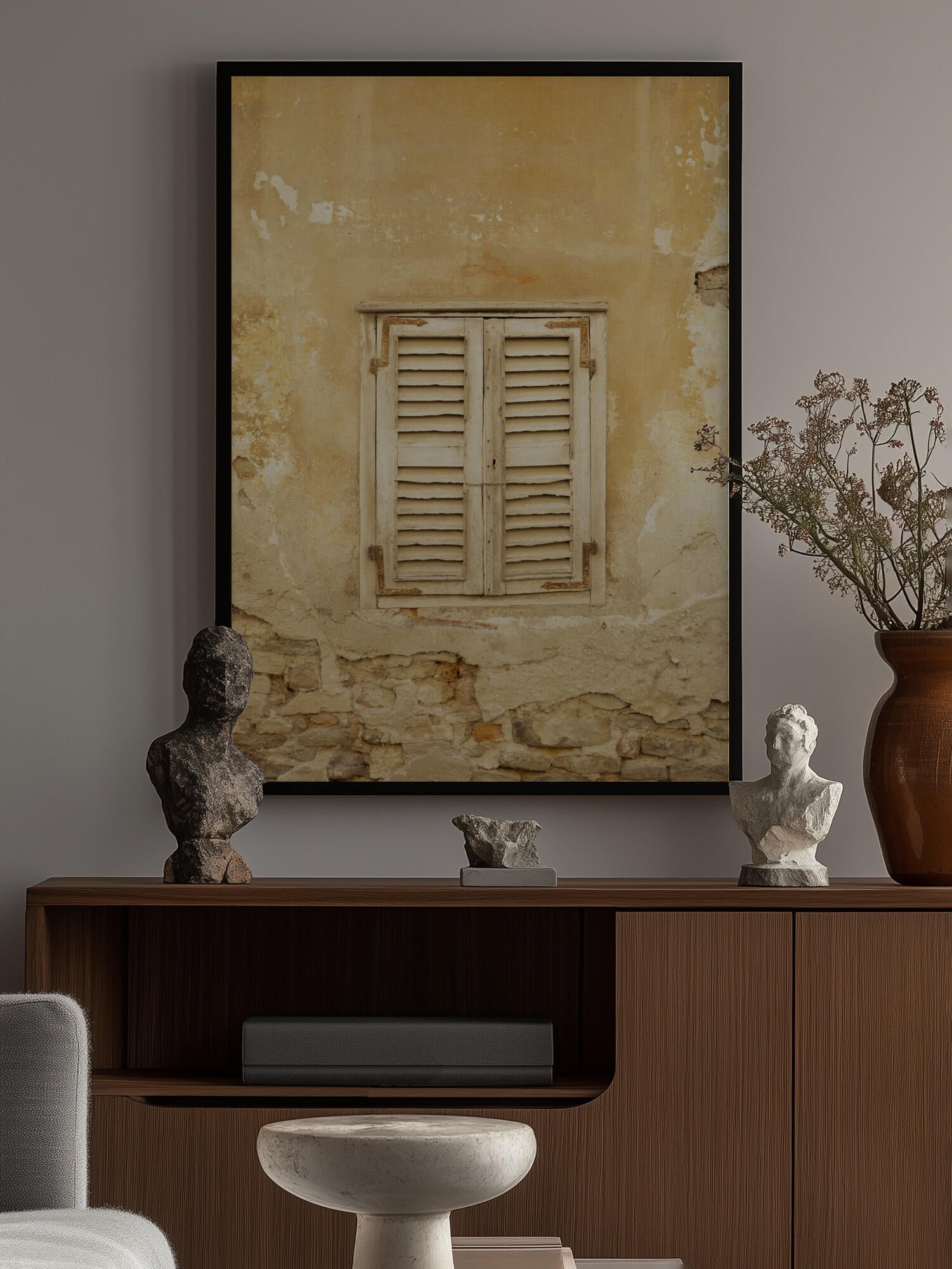 Old yellow shutters in Italy - mediterranean street and travel photography