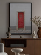 The red door nr 7 in Ericeira, Portugal - summer street and travel photography
