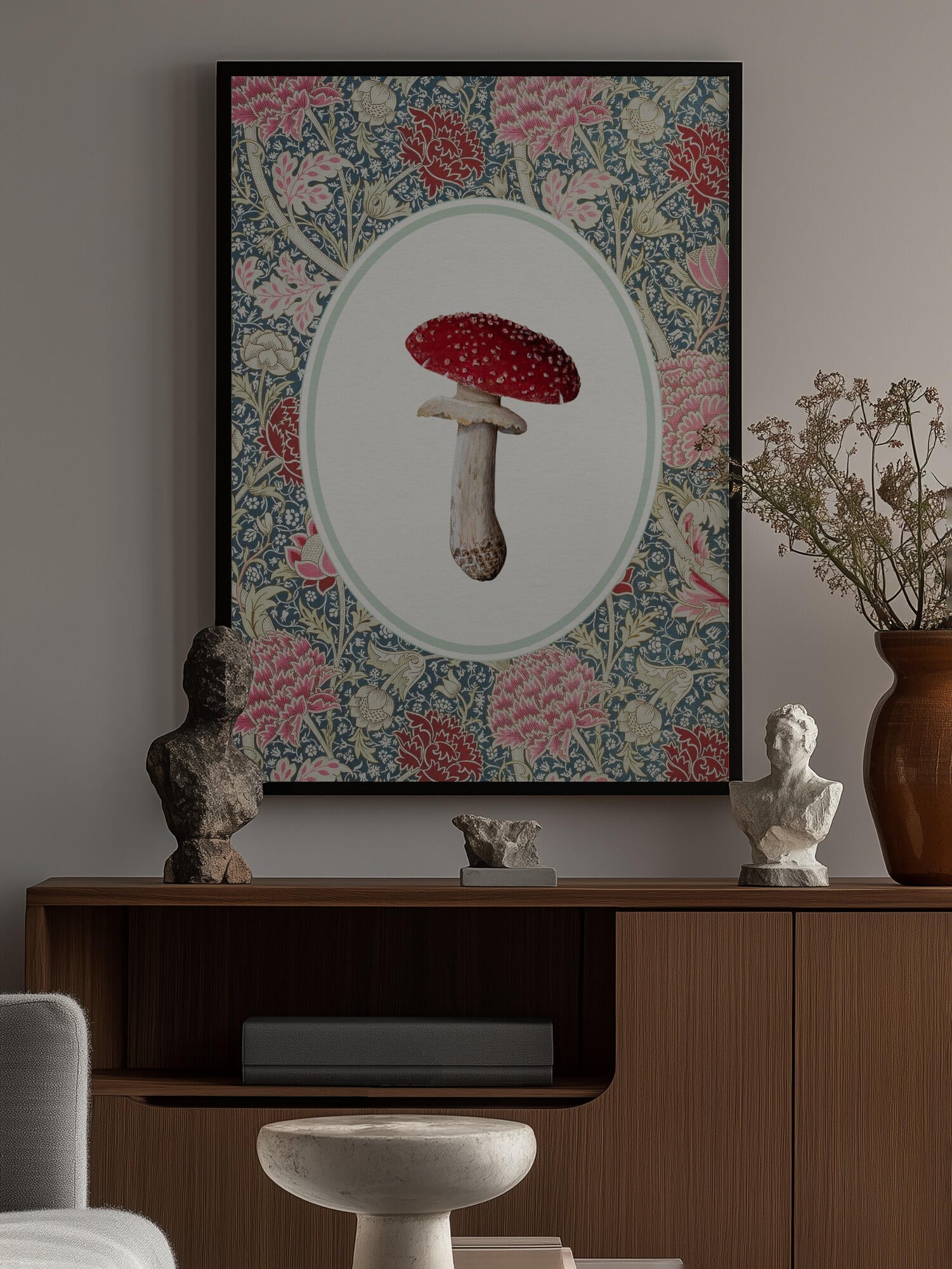 Vintage Mushroom Floral Pattern