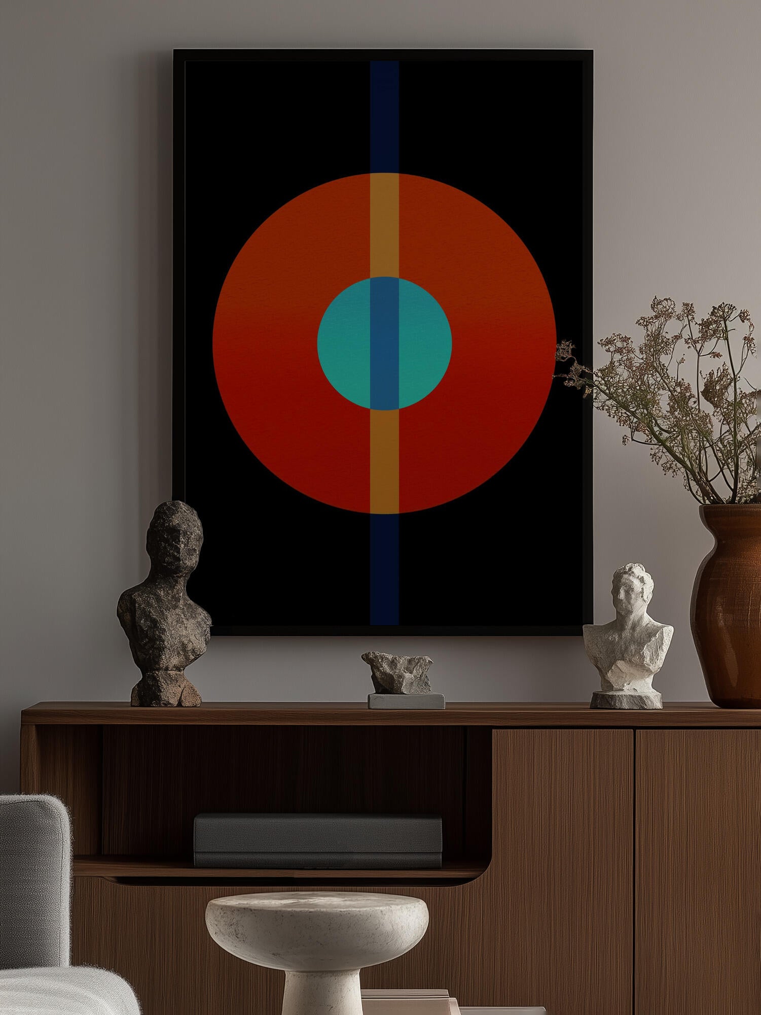Abstract Circles Vertical Line