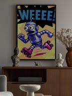 Blue Robot Roller Skates