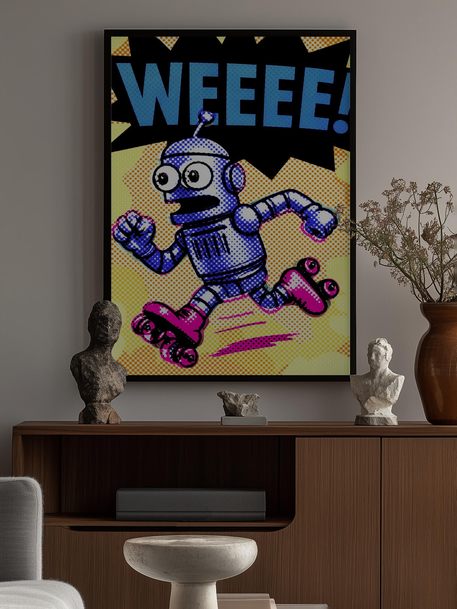 Blue Robot Roller Skates
