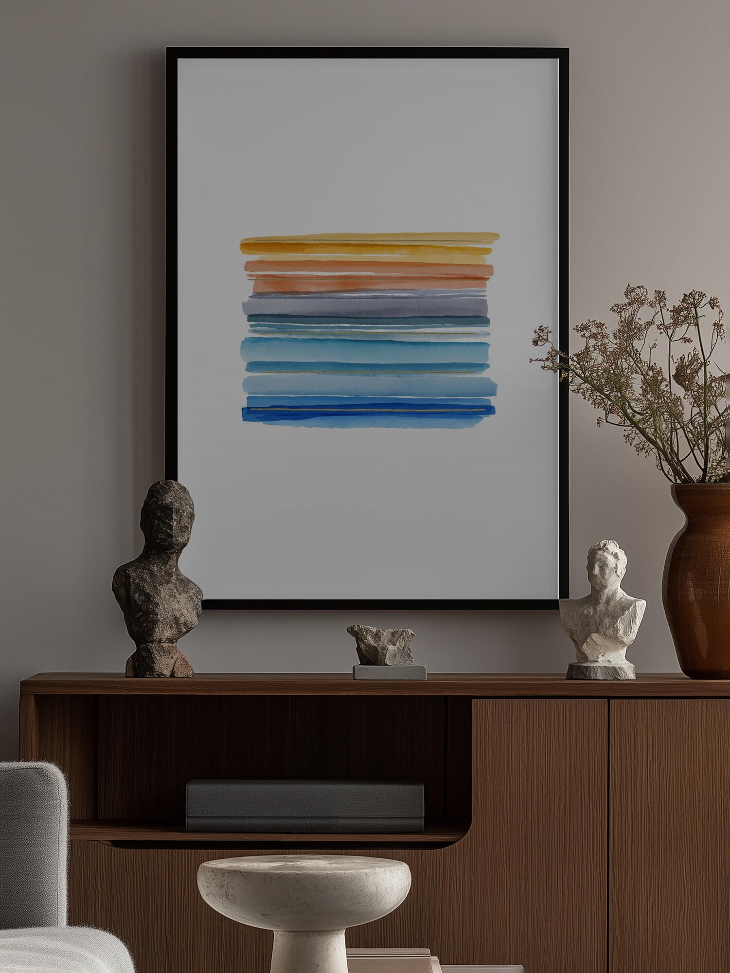 Sunset Watercolor Stripes