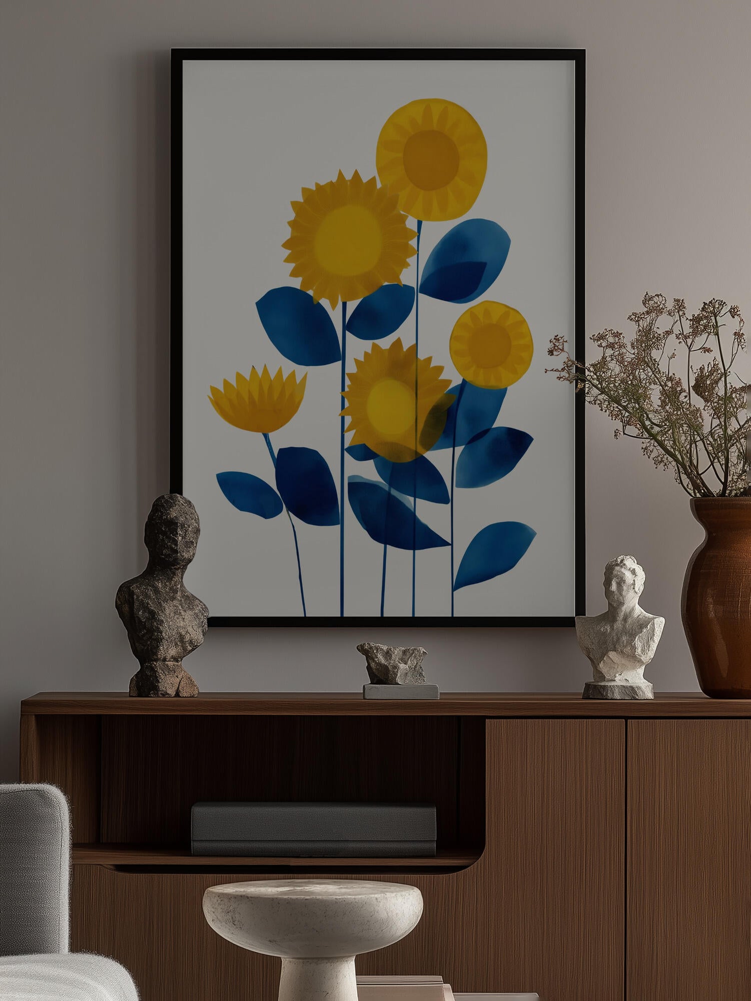 Blue and Yellow Sunflowers