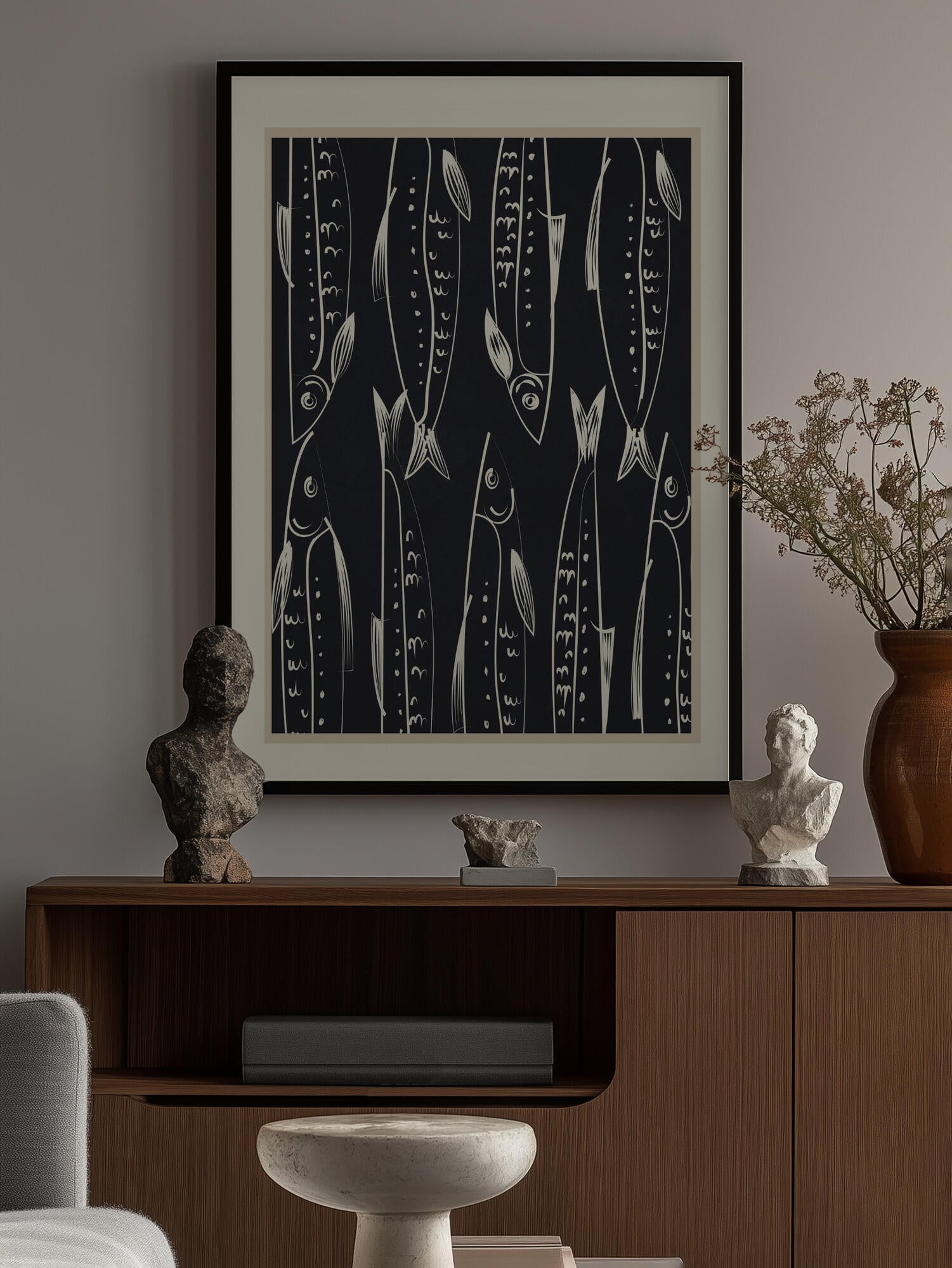 Graphic Sardine Pattern