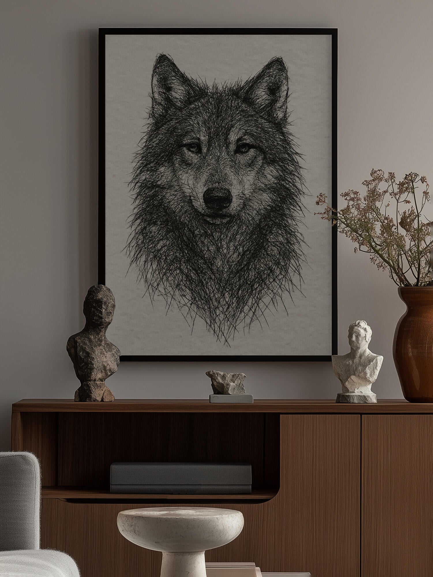 Detailed Wolf Drawing