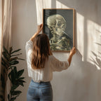 Head of a skeleton with a burning cigarette