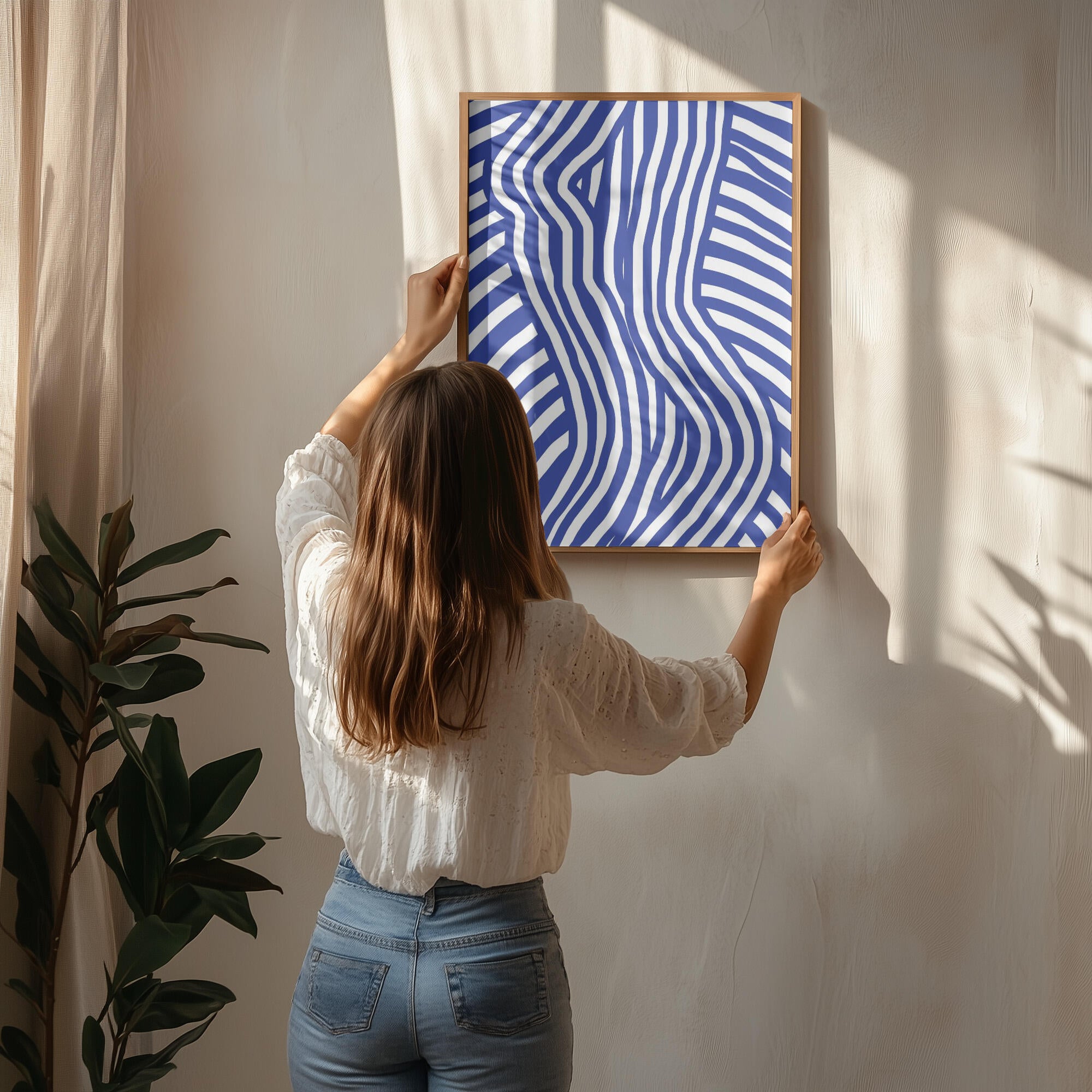 Blue and White Striped Nude