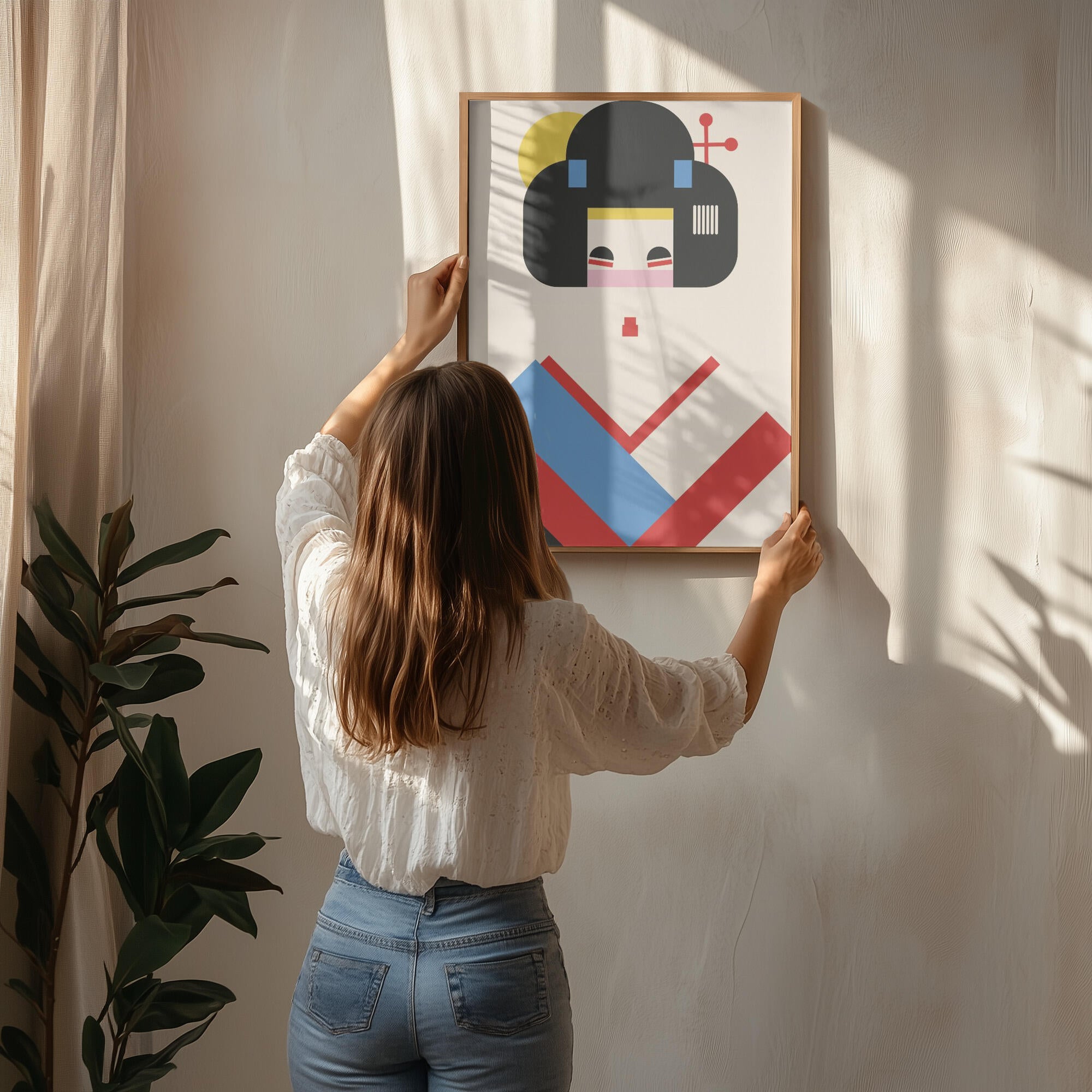 Geisha Girl Geometric Illustration