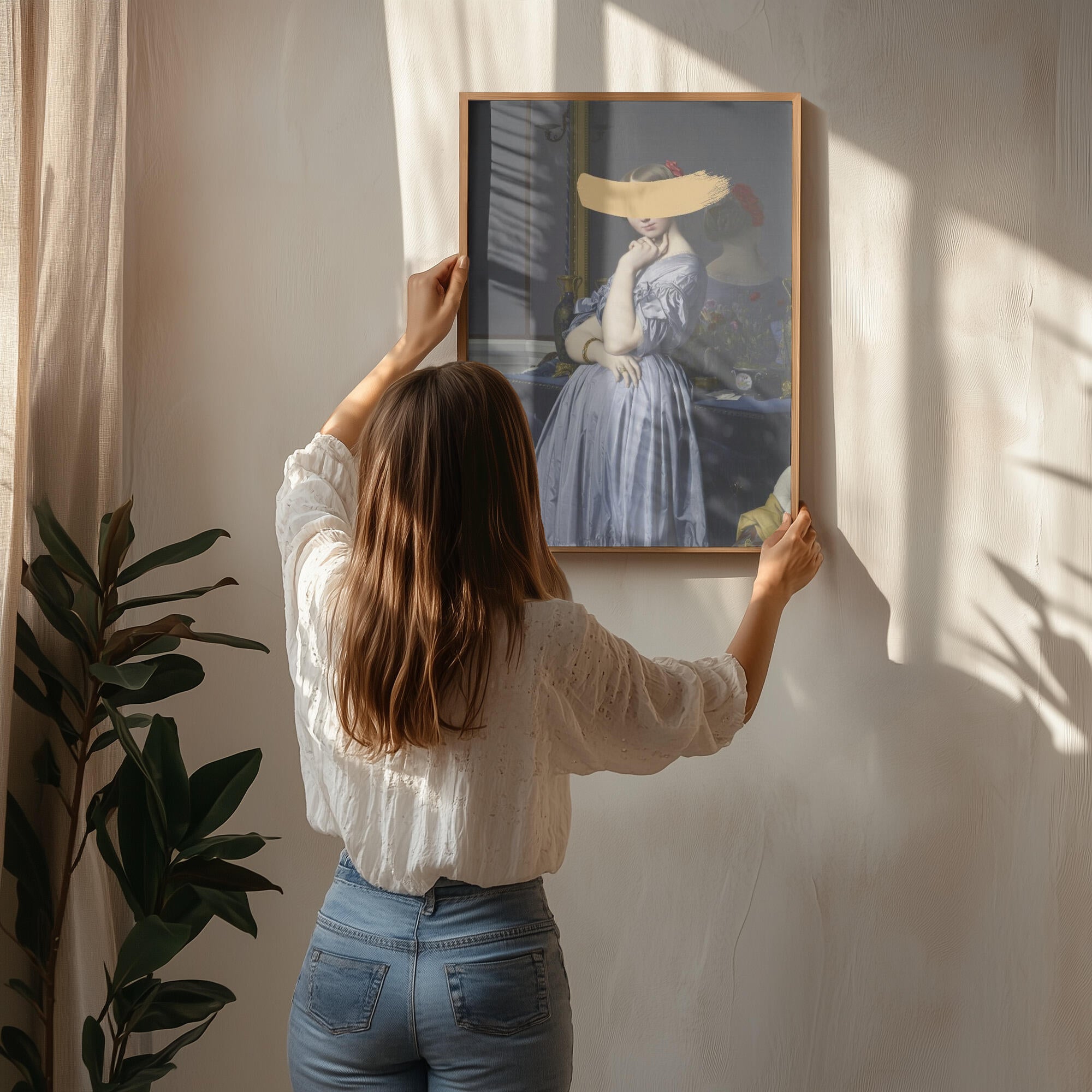 Classic Oil Painting and Yellow Splash