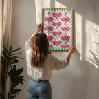 Red Cherries on a Pink