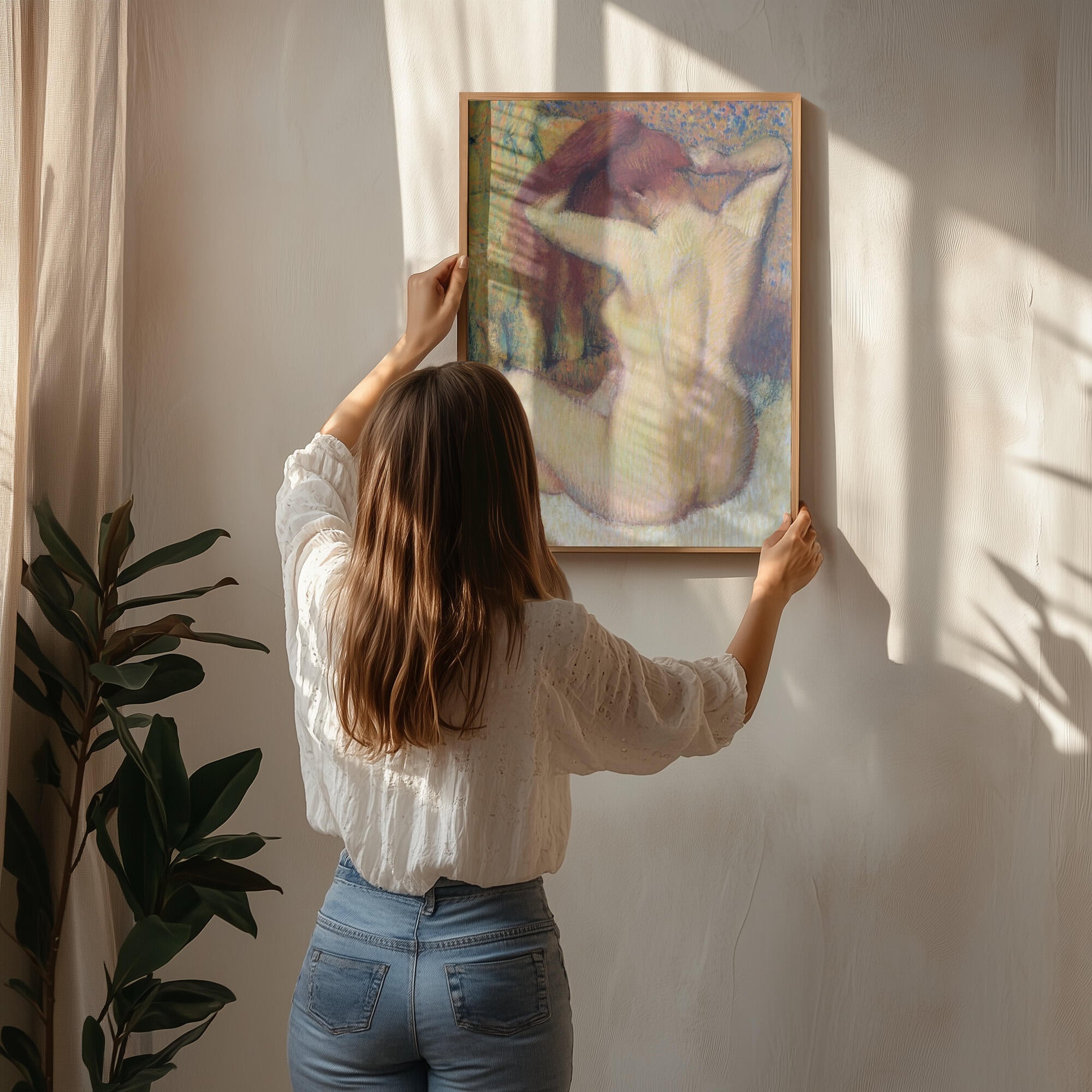 Woman Combing Her Hair