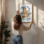 Island Lounge Tropical Pin Up Girl Playing Guitar