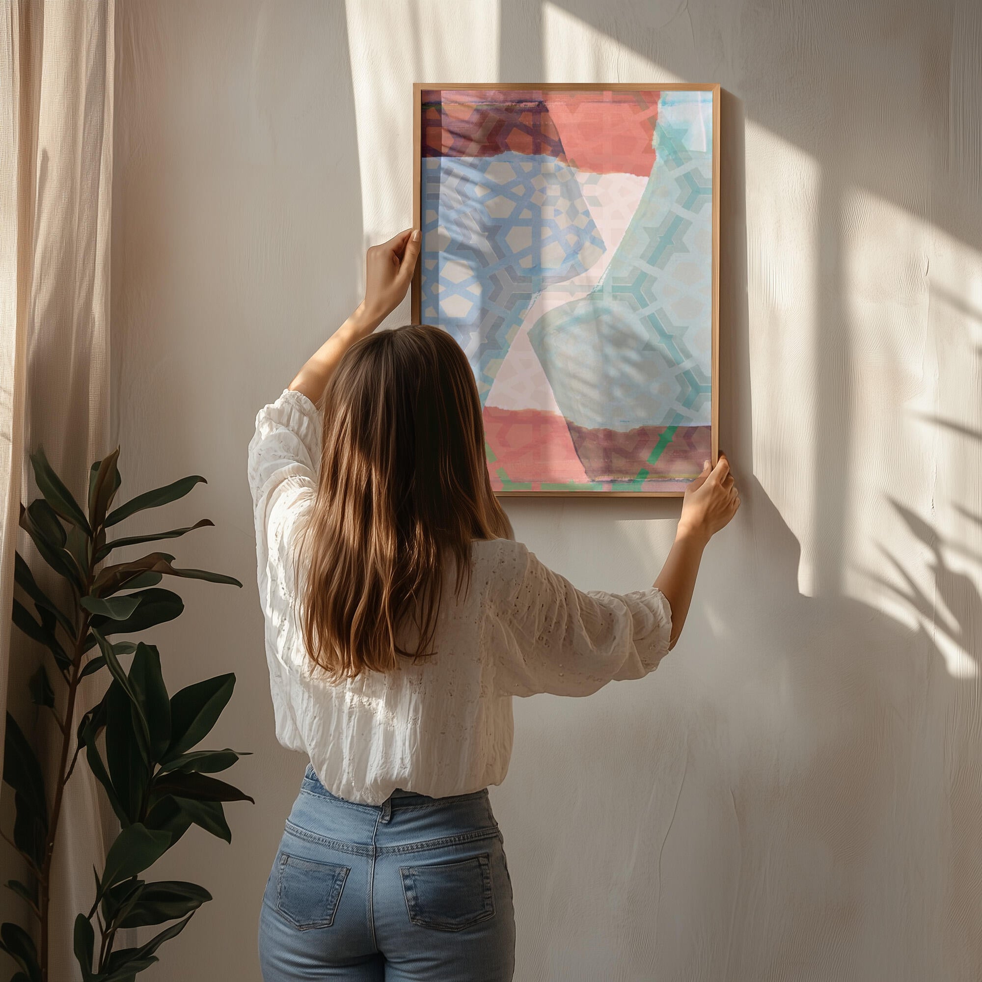 Overlapping Geometric Patterns in Soft Hues