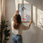 Man Drawing Orange Shapes