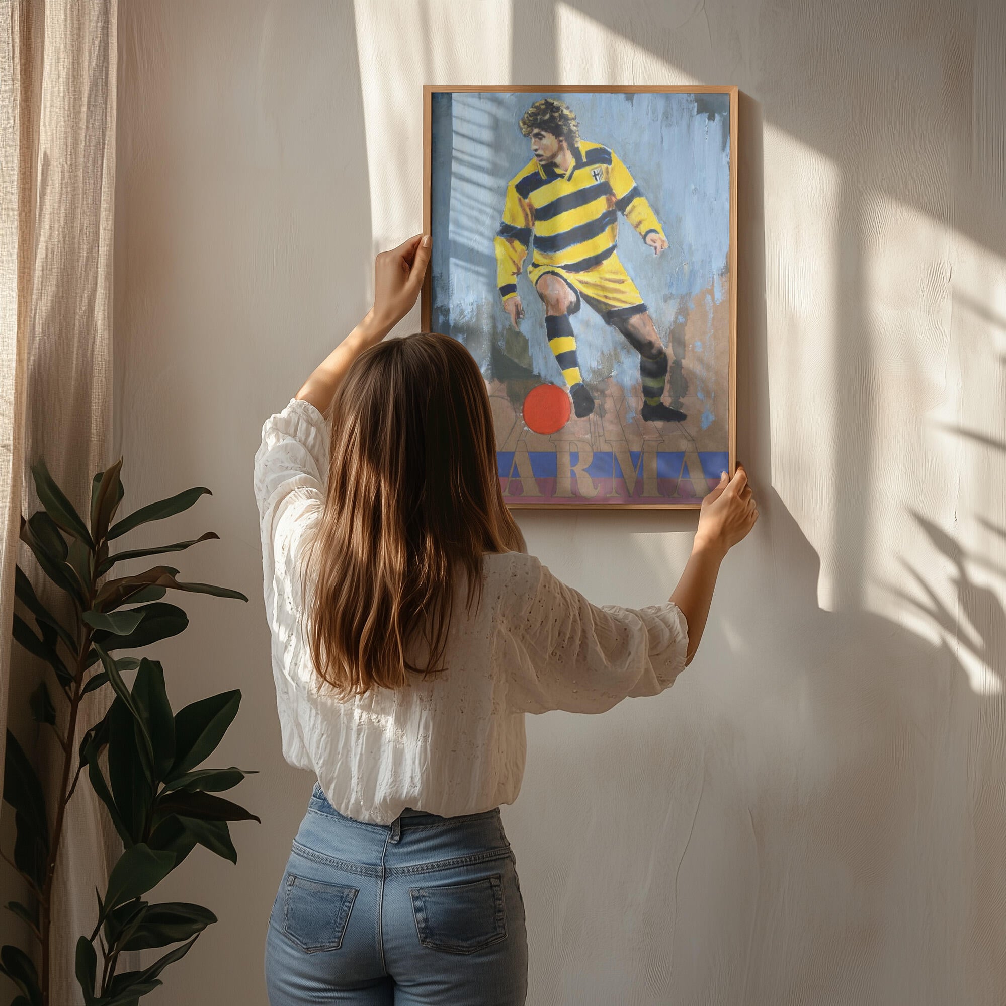 Yellow Striped Soccer Player