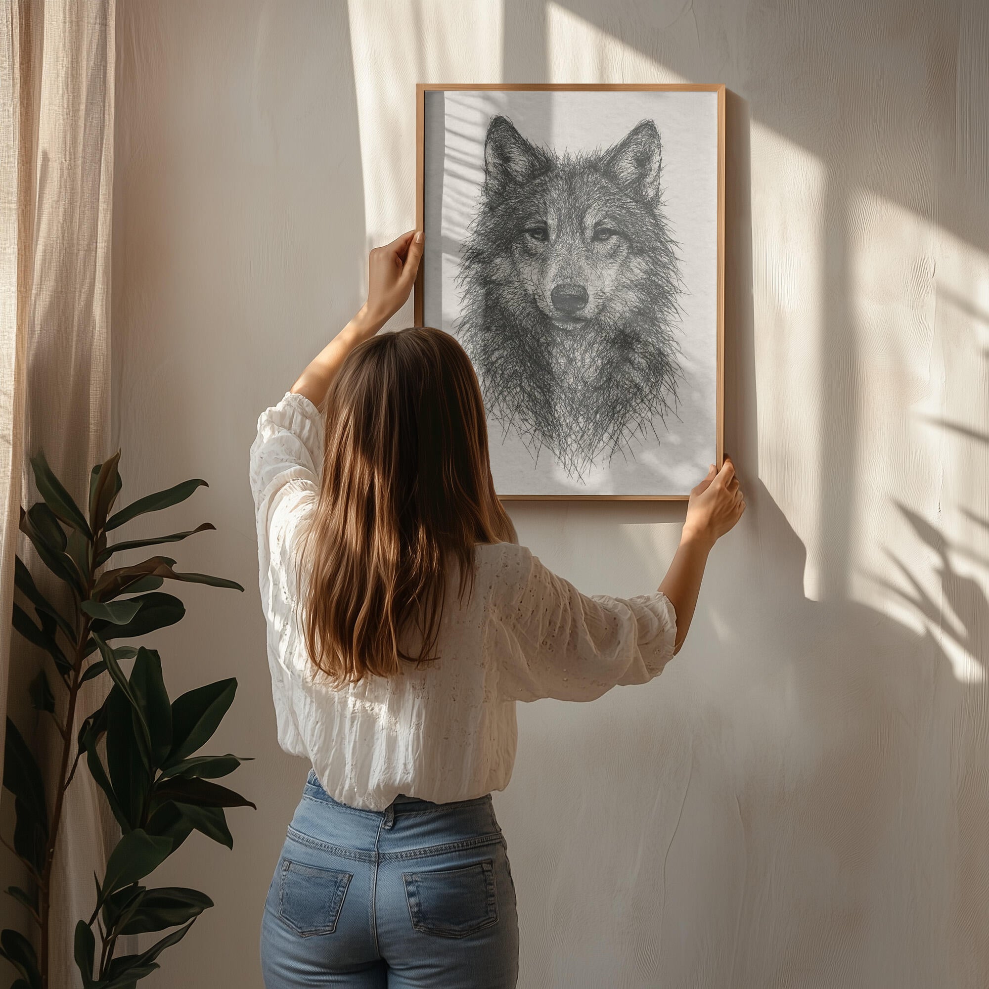 Detailed Wolf Drawing