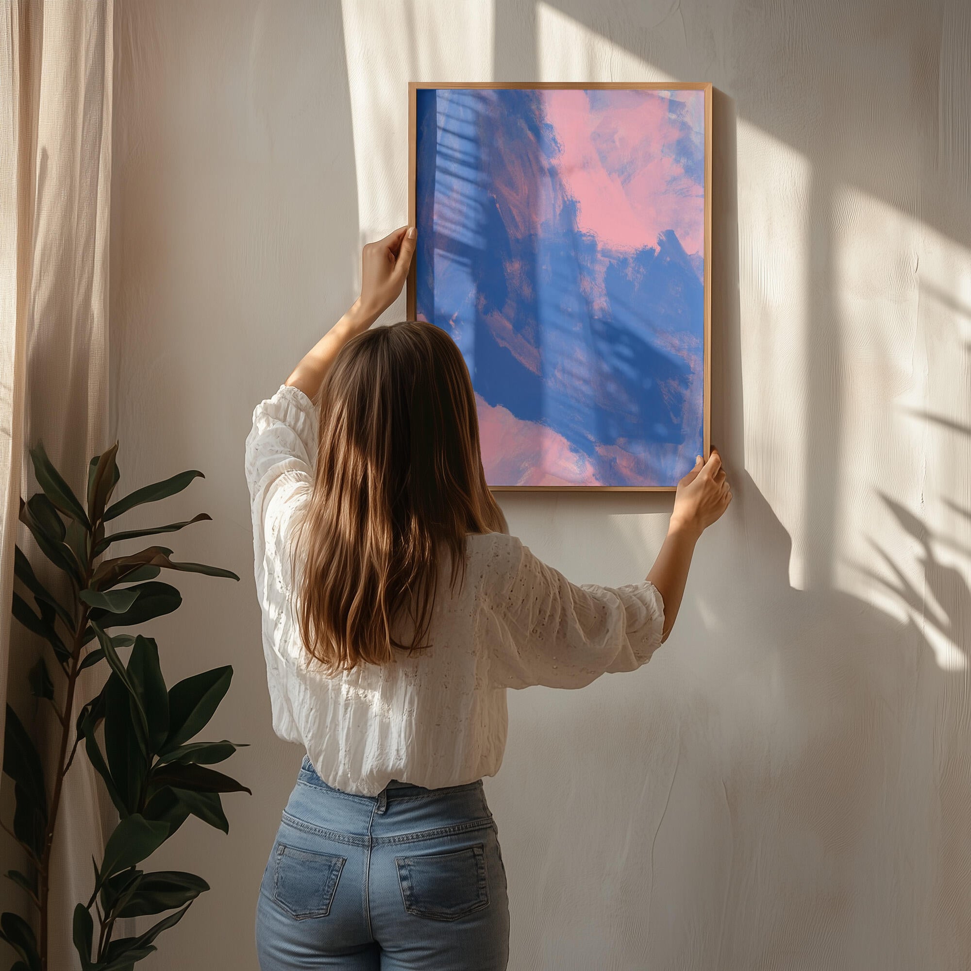 Blue Pink Abstract Strokes